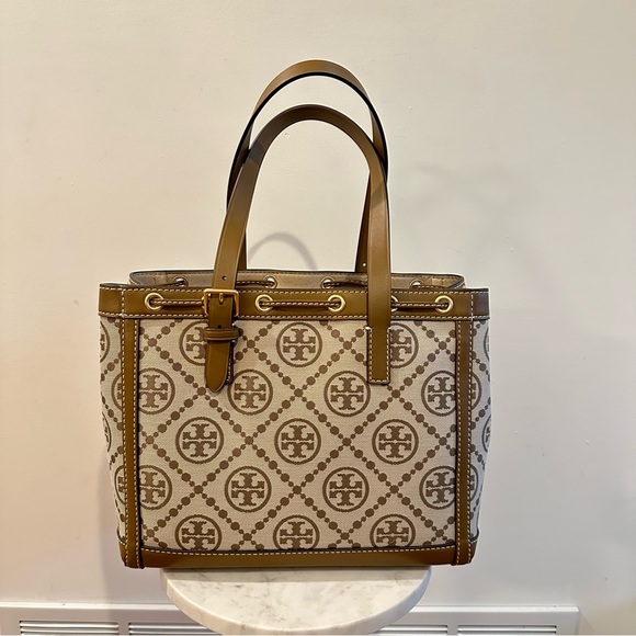 Tory Burch T Monogram Jacquard Small Tote - Hazelnut - Picture 3 of 13